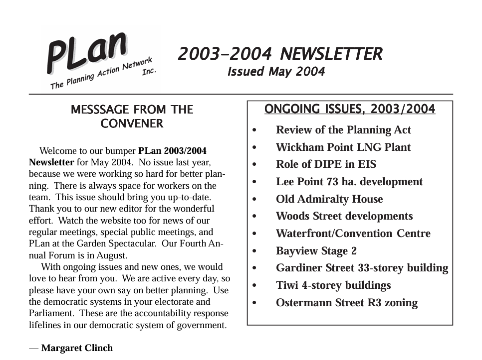 Plan newsletter 2004